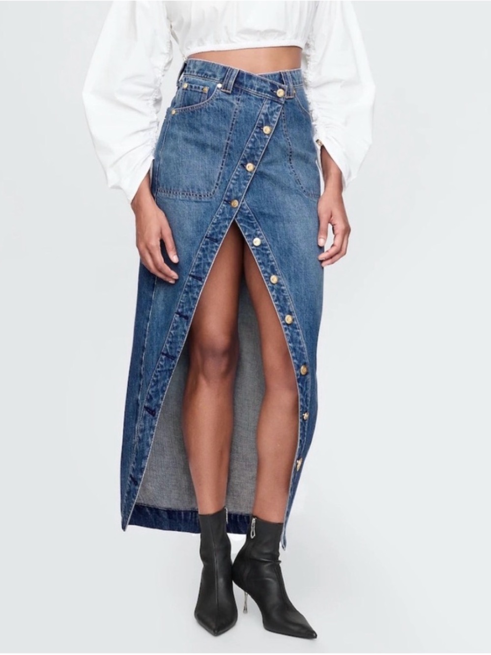 NWT Gap X CultGaia (28) Asymmetrical Denim Maxi Skirt Medium Indigo